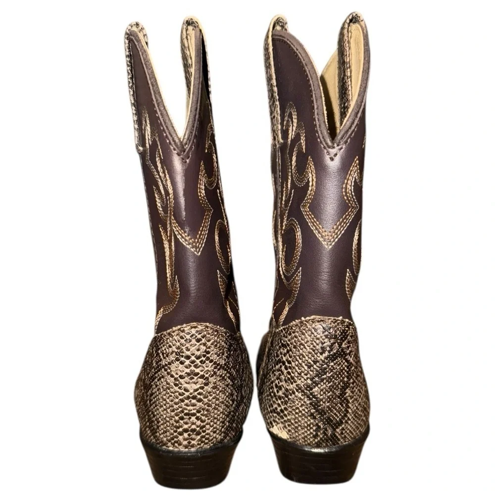 Smoky Mountain Boots Western Cowboy Boots Snakeskin Print Brown — Size 11.5 D